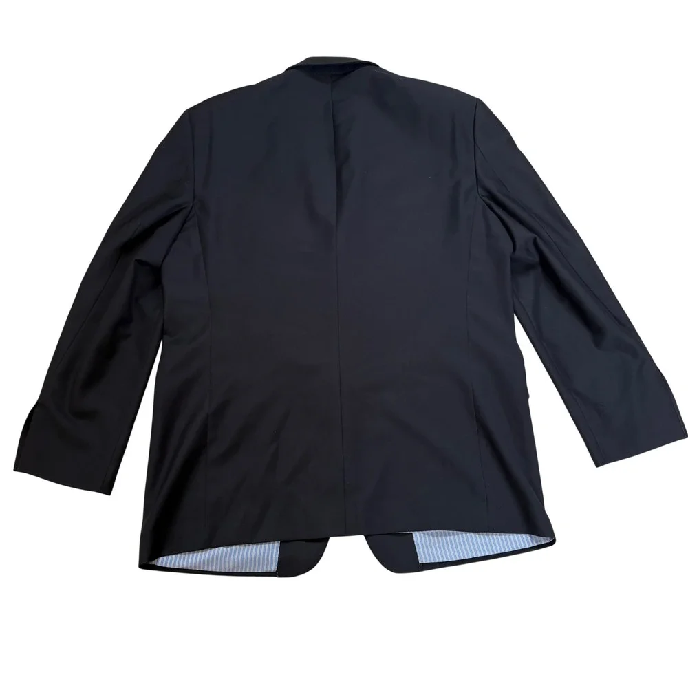 Gianni Manzoni Super 150s Italian Wool Blazer Jacket Black Gold Buttons Mens 42R